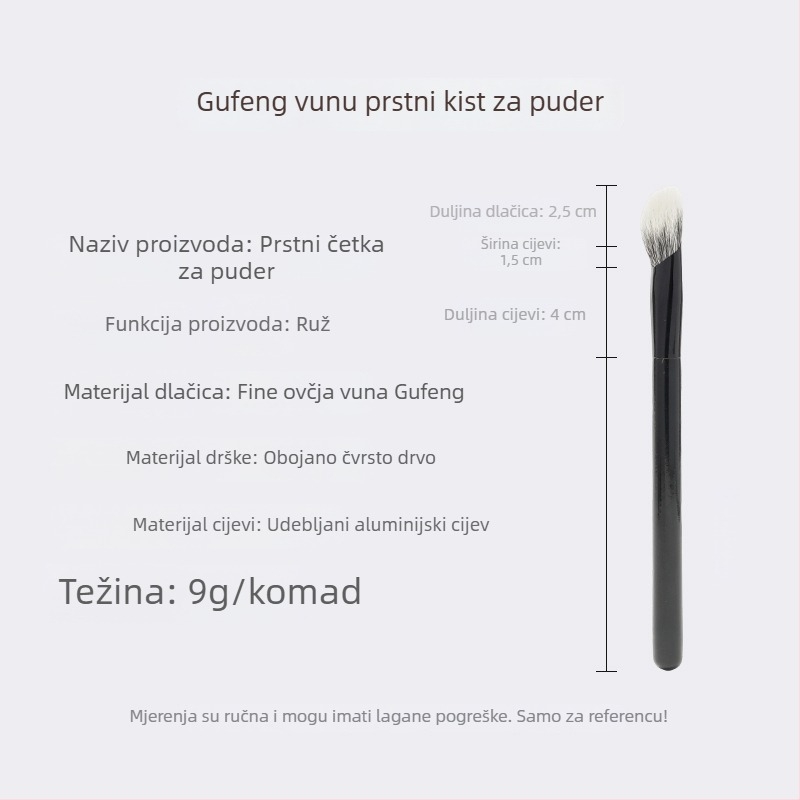 Make-up četka s nylonnim dlačicama, nagibna detaljna konturna četka za rumenilo, drvena drška, OPP vrećica, 1 kom