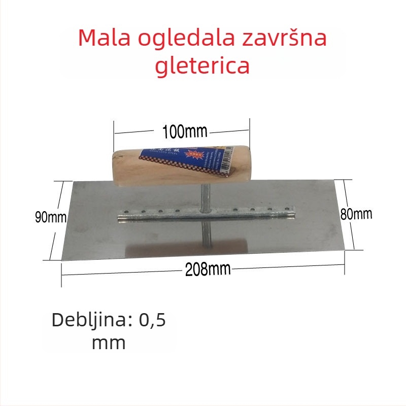 Špachtla za žbukanje s drvenom drškom, ravna oštrica za žbukanje i niveliranje cementa