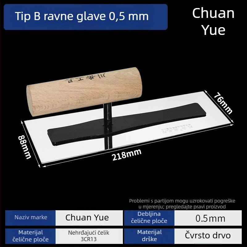 Chuanyue špachtla od nehrđajućeg čelika bez čavlića za diatomitnu glinu i mikrocement na zidovima