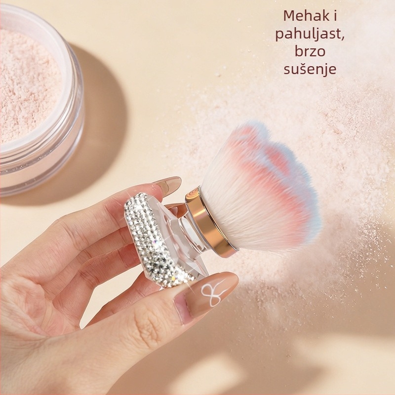 Make-up četkica za prah i ruž – jedan komad, umjetna vlakna, plastična drška, u kutiji