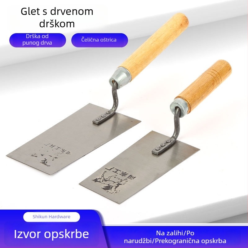 Murarska lopatica s drvenom drškom za žbukanje i građevinske radove