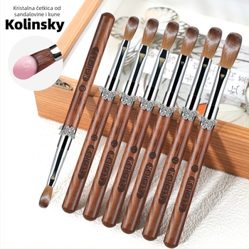 Kristalna olovka za nokte od sandalovog drveta, četkica od norkine dlake, gravirana drška, alat za produženje noktiju i četkica za kristalnu prašinu