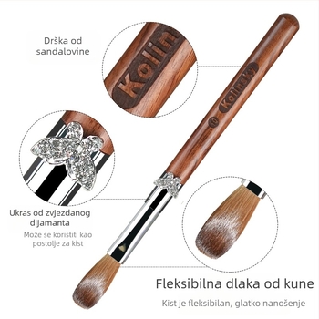 Kristalna olovka za nokte od sandalovog drveta, četkica od norkine dlake, gravirana drška, alat za produženje noktiju i četkica za kristalnu prašinu