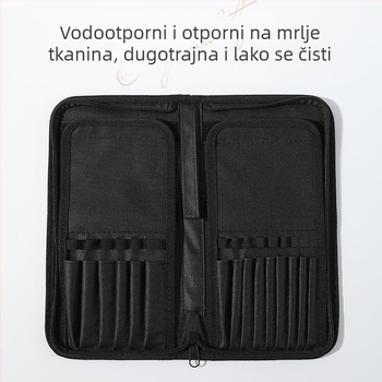 Preklopiva torbica za četkice za šminku s uspravnim dizajnom, set od 1 najlonska četkica za manikuru i olovka za obrve