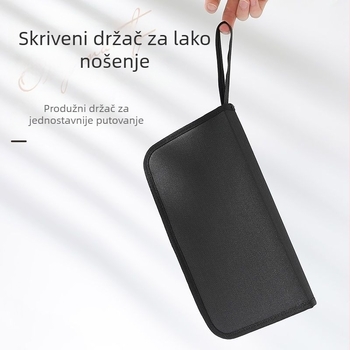 Preklopiva torbica za četkice za šminku s uspravnim dizajnom, set od 1 najlonska četkica za manikuru i olovka za obrve