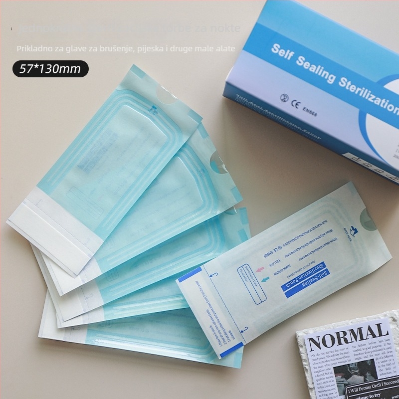 Set jednokratnih vrećica za dezinfekciju noktiju s automatskim zatvaranjem, kutija za pohranu i set alata (nožice za kožicu, pinceta, četkica za prašinu)