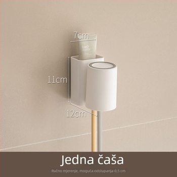Držač za četkice za zube sa čašom za ispiranje, zidno montiranje s vakuumskim držačem, plastika, UV sterilizacija