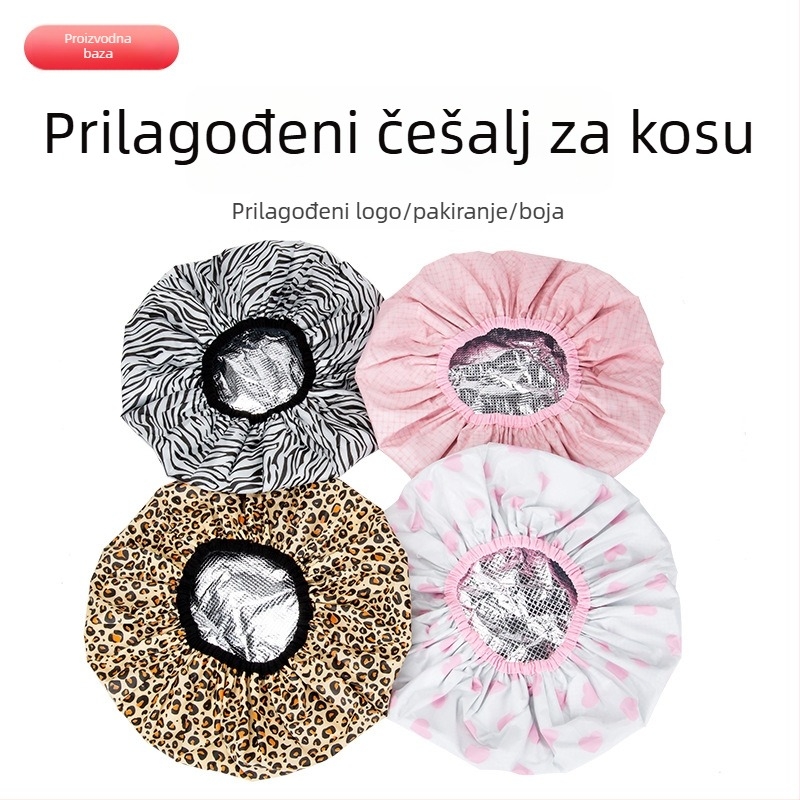 Mei La Mei kapa za njegu kose s parom – debeća tuš kapa za masku za kosu, kap s temperaturom, tin paper materijal, tiskani logotip