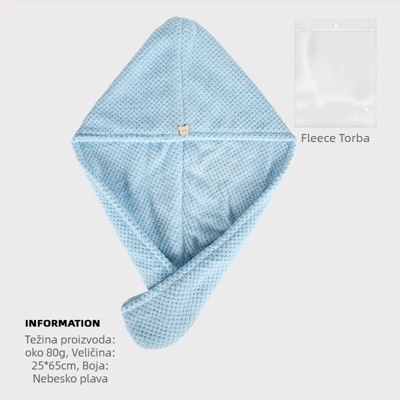 Kapa za sušenje kose za žene, mikrovlakno, 150D, 80–99 g, izšivano, šavovi, obična tkanina