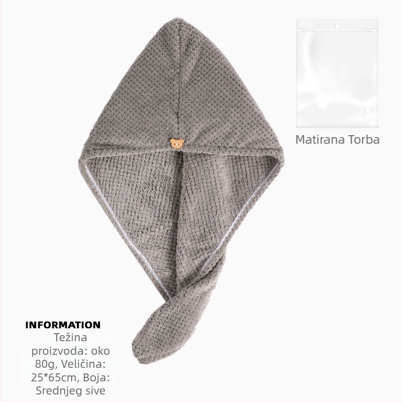 Kapa za sušenje kose za žene, mikrovlakno, 150D, 80–99 g, izšivano, šavovi, obična tkanina