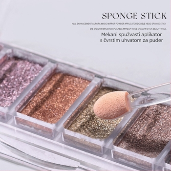 Dvostrani alat za sjenilo za oči - dvostrana četkica i spužvasti štapić, spužvasti puder, osnovna ambalaža; Marka Jia Chuang; Podrijetlo Shandong; Materijal Plastika.