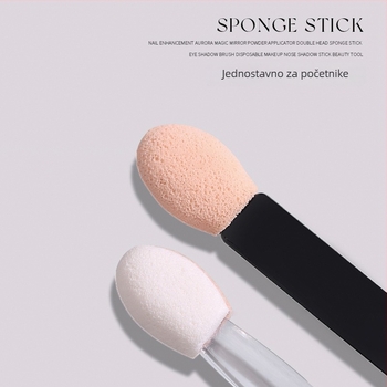 Dvostrani alat za sjenilo za oči - dvostrana četkica i spužvasti štapić, spužvasti puder, osnovna ambalaža; Marka Jia Chuang; Podrijetlo Shandong; Materijal Plastika.