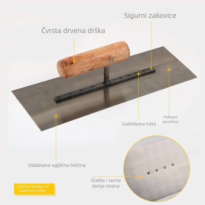 Malterska špatula s drvenom drškom i nehrđajućom čeličnom oštricom, debljina 0,5, Haokai