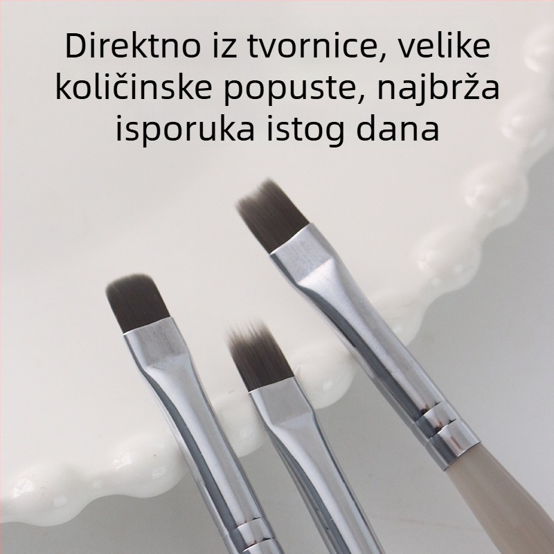 3-djelni set akrilnih četkica za nokte s dugim držalom – alati za gel-manikuru