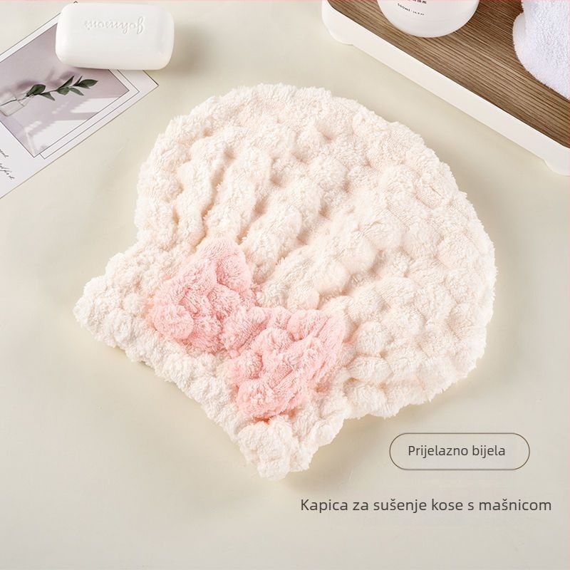 Ženski ručnik za sušenje kose s mašnicom u obliku leptira, debeli, izuzetno upijajući, brzo sušenje, coral fleece, 80–99 g, 150D