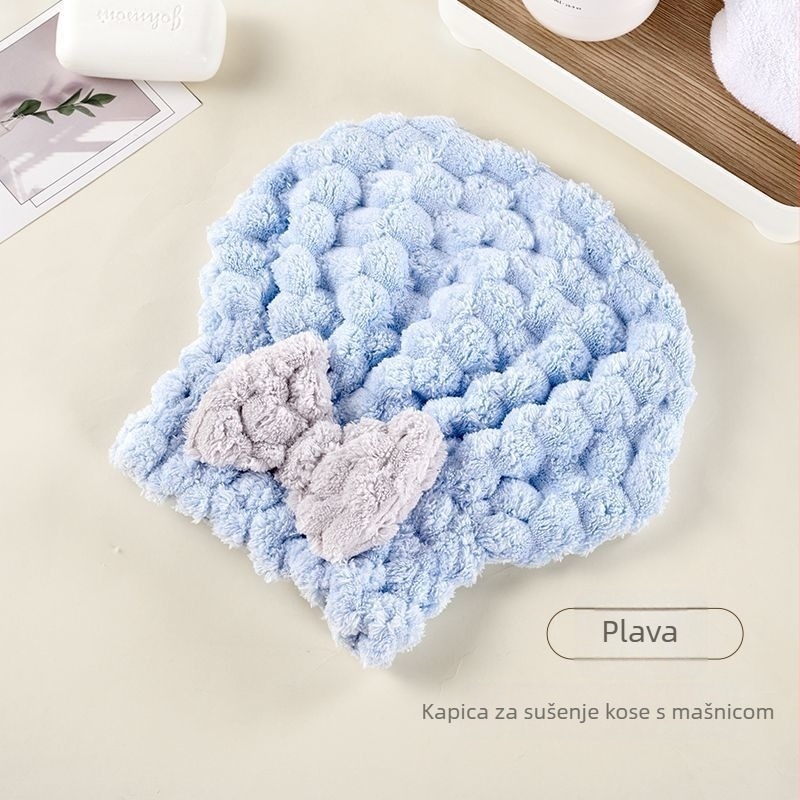 Ženski ručnik za sušenje kose s mašnicom u obliku leptira, debeli, izuzetno upijajući, brzo sušenje, coral fleece, 80–99 g, 150D