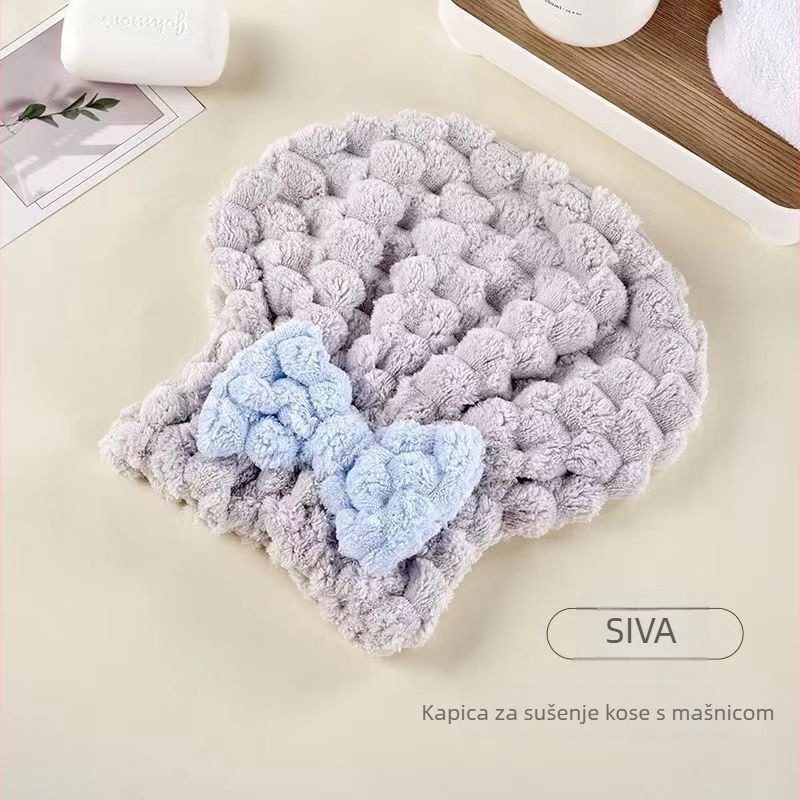 Ženski ručnik za sušenje kose s mašnicom u obliku leptira, debeli, izuzetno upijajući, brzo sušenje, coral fleece, 80–99 g, 150D