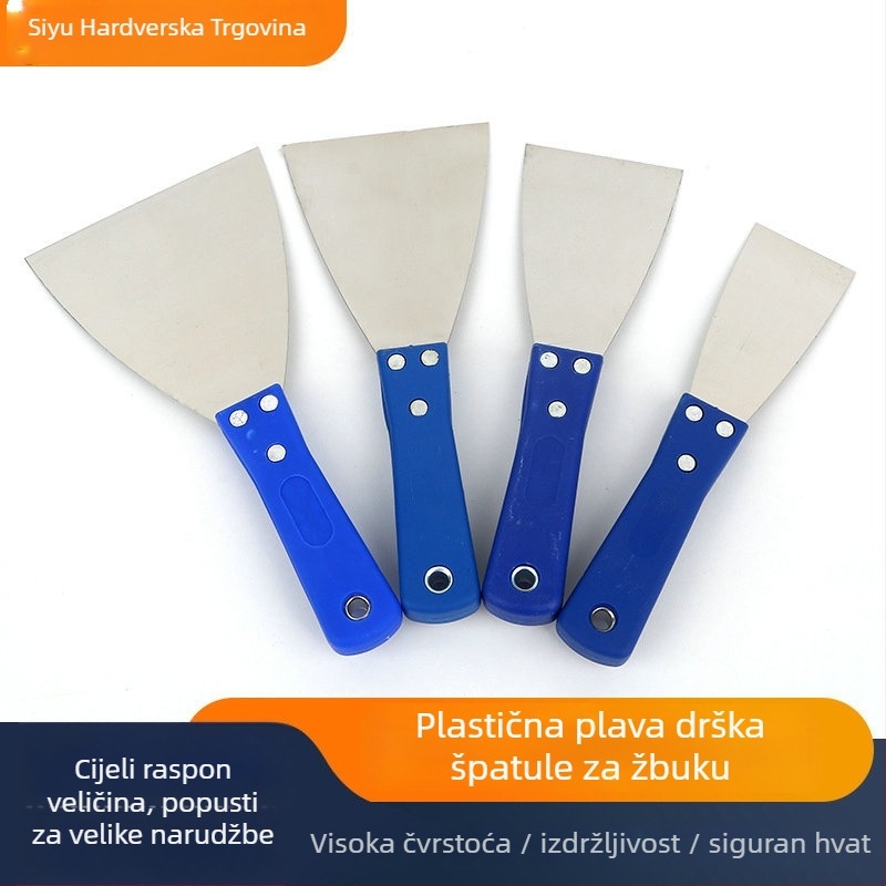 Špachtla za kit s plastičnim držalom, nehrđajući čelik oštrica, debeli dizajn za zidove i pripremu za boje