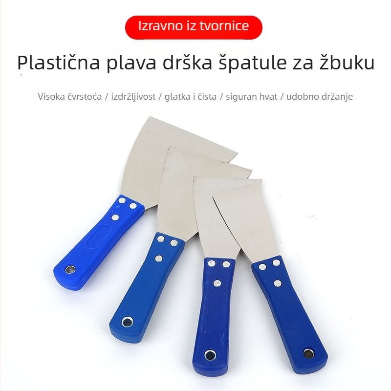 Špachtla za kit s plastičnim držalom, nehrđajući čelik oštrica, debeli dizajn za zidove i pripremu za boje