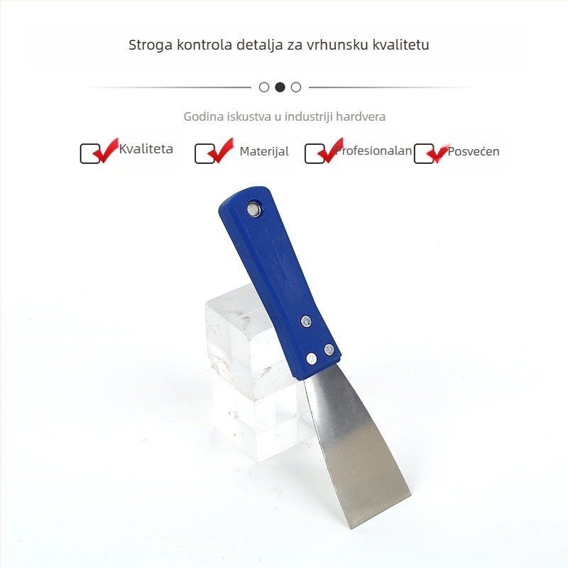 Špachtla za kit s plastičnim držalom, nehrđajući čelik oštrica, debeli dizajn za zidove i pripremu za boje