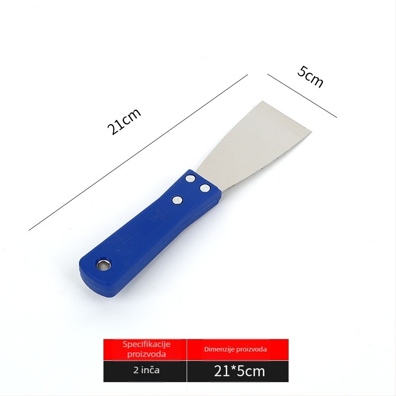 Špachtla za kit s plastičnim držalom, nehrđajući čelik oštrica, debeli dizajn za zidove i pripremu za boje