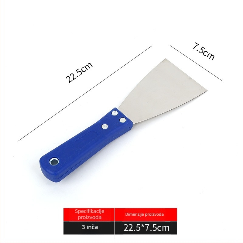 Špachtla za kit s plastičnim držalom, nehrđajući čelik oštrica, debeli dizajn za zidove i pripremu za boje