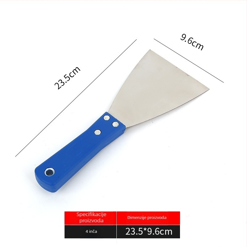 Špachtla za kit s plastičnim držalom, nehrđajući čelik oštrica, debeli dizajn za zidove i pripremu za boje