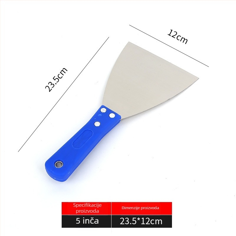 Špachtla za kit s plastičnim držalom, nehrđajući čelik oštrica, debeli dizajn za zidove i pripremu za boje
