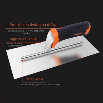 FINDER spatula za kit s zubom za pločice, oštrica od čelika 50#, plastična drška