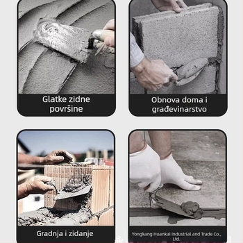 Putty scraper s dvostrukom zaobljenom glavom — završna lopata za beton, cement i mort; sama nivelirajuća
