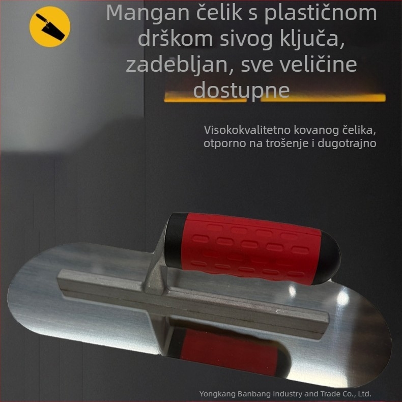 Putty scraper s dvostrukom zaobljenom glavom — završna lopata za beton, cement i mort; sama nivelirajuća