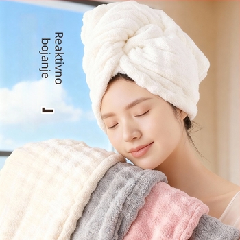 Kapa za sušenje kose od koralnog fleesa, ultra upijajuća i brzo suši, jednodjelni dizajn, za žene i odrasle, višekratna uporaba