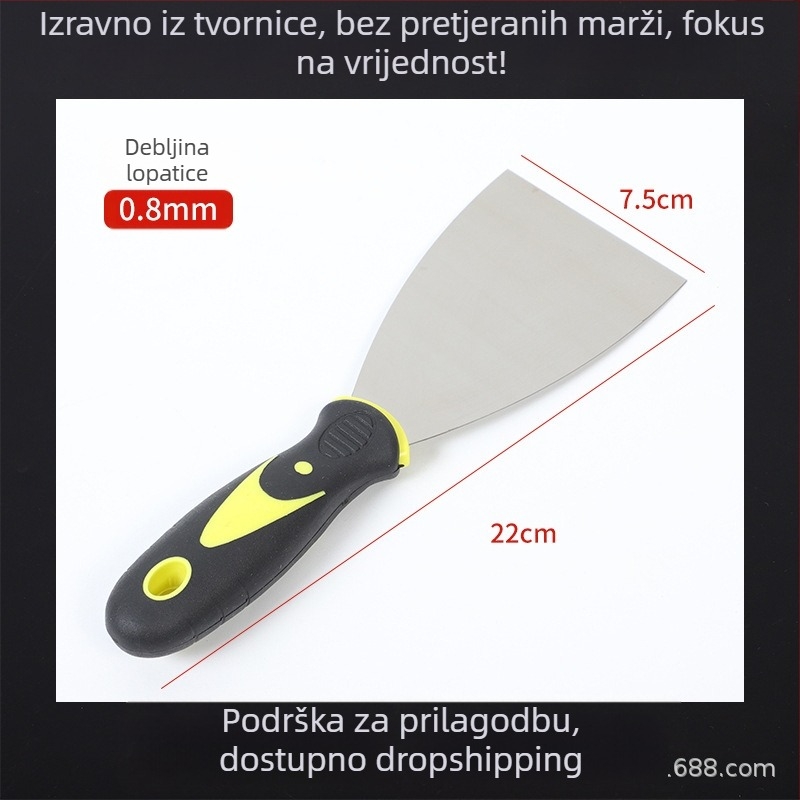 Debela špatula od nehrđajućeg čelika, trokutasti tip, alat za struganje i izravnavanje zidova