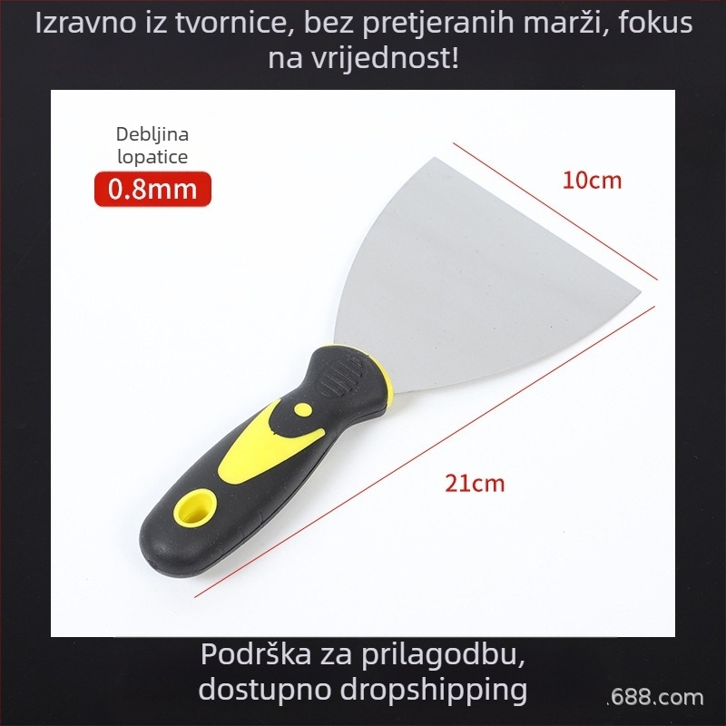 Debela špatula od nehrđajućeg čelika, trokutasti tip, alat za struganje i izravnavanje zidova