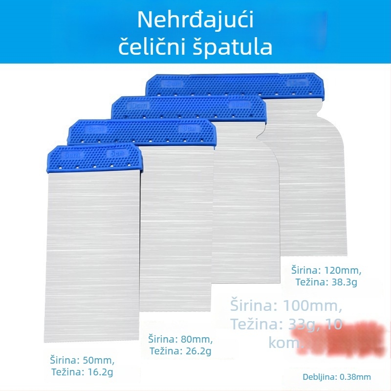 Nerđajući čelik: set alata za struganje, nož za žbuku, špatula i gleter za žbukanje te popravak boje automobila