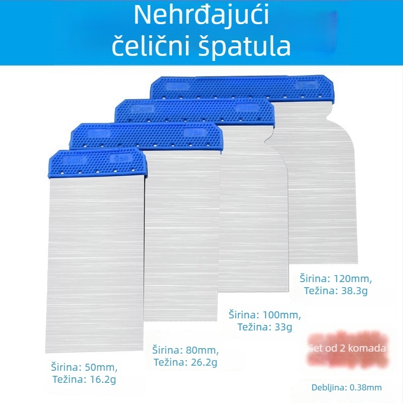 Nerđajući čelik: set alata za struganje, nož za žbuku, špatula i gleter za žbukanje te popravak boje automobila