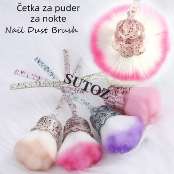 Ružičasta akrilna četkica za manikuru – prašna četkica, mala četkica za puder, kozmetička četkica za rumenilo