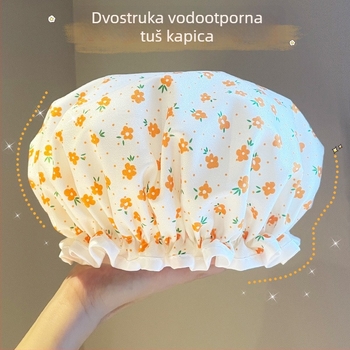Dvostruka kapa za tuširanje od PVC-a, vodootporna za odrasle, za kupanje i šminku, višekratna upotreba