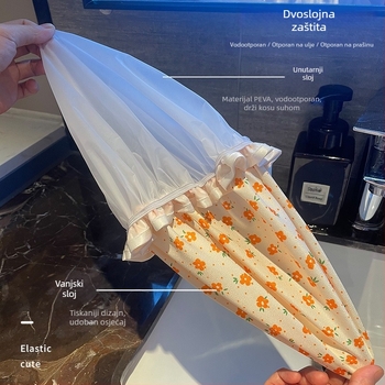 Dvostruka kapa za tuširanje od PVC-a, vodootporna za odrasle, za kupanje i šminku, višekratna upotreba