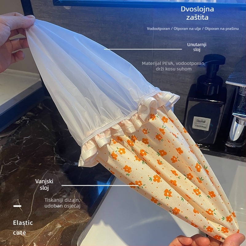 Dvostruka kapa za tuširanje od PVC-a, vodootporna za odrasle, za kupanje i šminku, višekratna upotreba