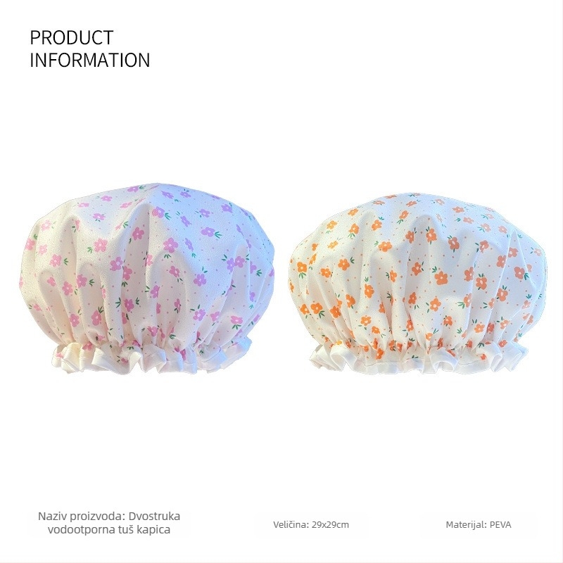 Dvostruka kapa za tuširanje od PVC-a, vodootporna za odrasle, za kupanje i šminku, višekratna upotreba