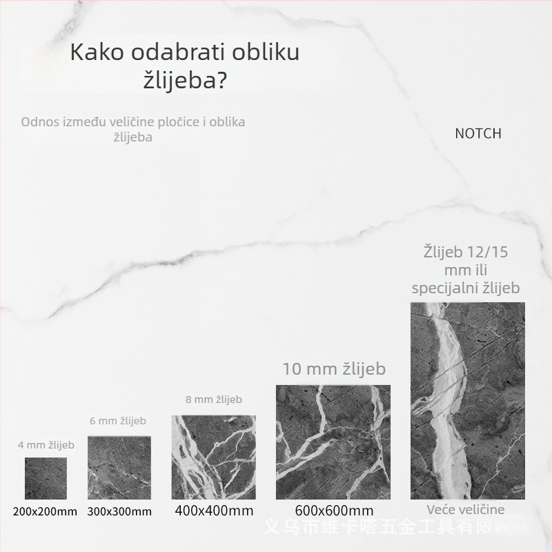 Dulja nazubljena špachtla za pločice, četverokutni zubi, velika ploča, Vikta Top, Debljina 1