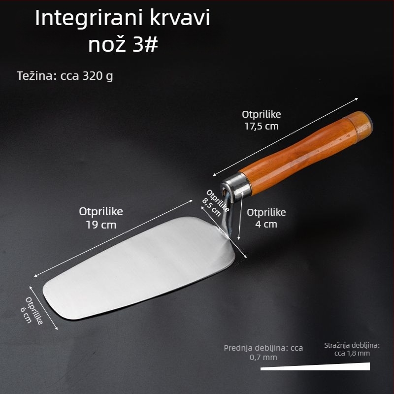 Nerđajući čelik, jednodijelni dizajn, model Putty scraper, namijenjen dekoriranju, s protukliznom ručkom.