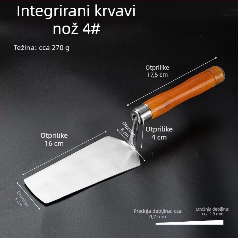 Nerđajući čelik, jednodijelni dizajn, model Putty scraper, namijenjen dekoriranju, s protukliznom ručkom.