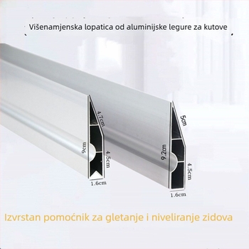 Aluminijski alat za izravnavanje maltera višenamjenski za kutove zidova i podova, duljina 1,2 m