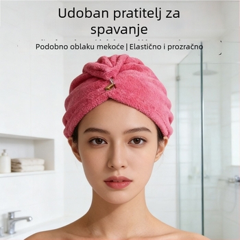 Kapica za sušenje kose od koralnog pliša, superapsorbirajuća i brzo suši, 100–119 g, šiveno - The Joyful Show