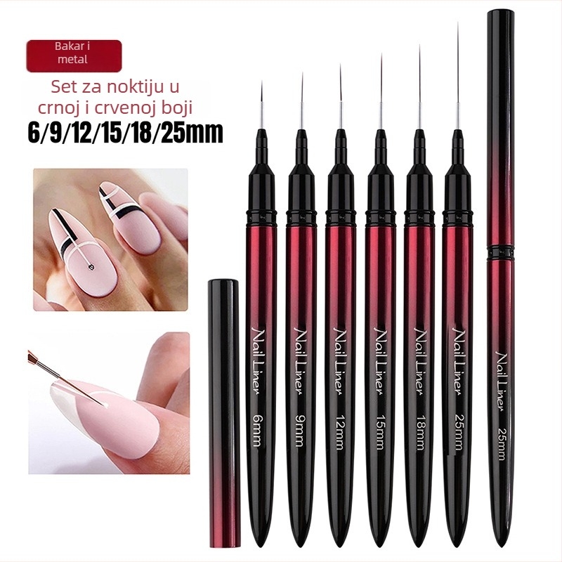 Set od 6 četkica za crtanje noktiju s metalnom ručkom – prijenosan, Makeup Sculpting marka, porijeklo Jiangxi