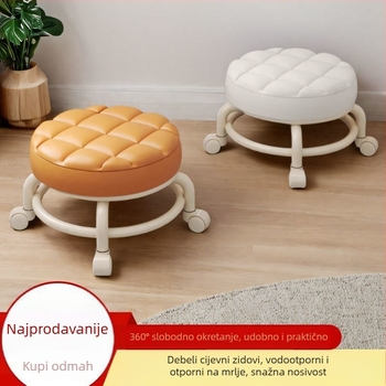 Skladišna stolica s kotačićima, okrugla plastična, pokretna, nosivost 100 kg, kapacitet 18 L