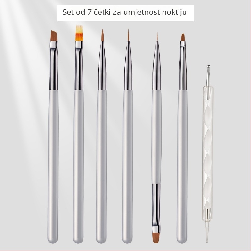 Set četkica za nokte — 7 kom, plastične dugačke ručke (Bodybuilding Research)