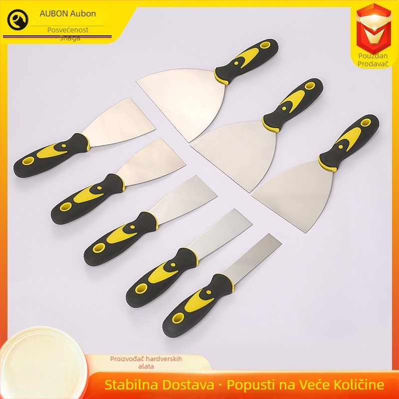 Aubon špachtla za žbukanje s dvostrukom plastičnom drškom, 65Mn čelik lopatica, pogodna za nanošenje žbuke, pripremu površine i uklanjanje starog sloja, ekonomska serija